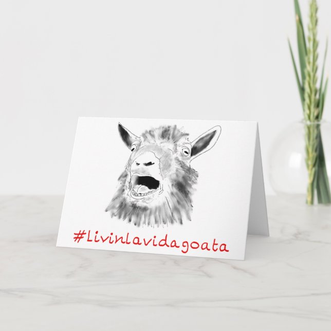 Tarjeta Livin La Vida Goata Graciosa Gritando Dibujo De Ca (Anverso)