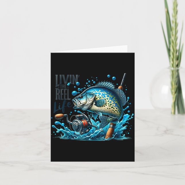 Tarjeta Livin' The Reel Life Crape Fishing Lovers Fisherma (Anverso)