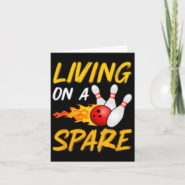 Tarjeta Living On Spare Bowling Pin Strike Bowling Player (Anverso)