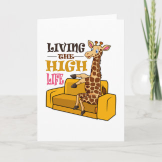 Tarjeta Living the High Life Funny Giraffe Sentado en el s