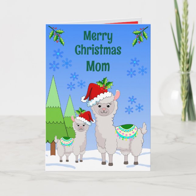 Tarjeta Llama Christmas Folded Greeting Card (Anverso)