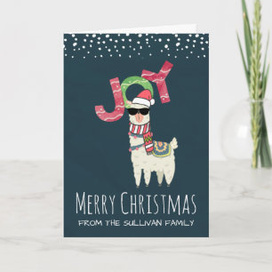Tarjeta Llama con Navidades de Santa Hat y gafas de sol