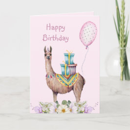 Tarjeta Llama con regalos