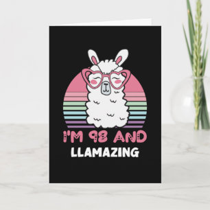 Tarjeta Llama de 98 años cumpleaños a 98 años