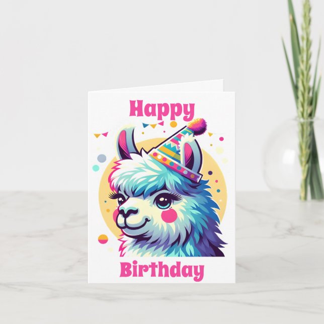 Tarjeta Llama de cumpleaños feliz (Anverso)