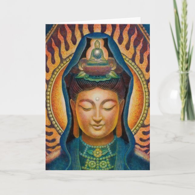 Tarjeta Llama de Kuan Yin de la diosa (Anverso)
