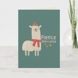 Tarjeta Llama de Navidad con juego de palabras: Fleece Nav