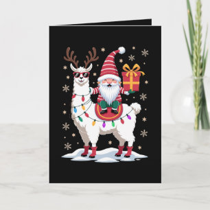 Tarjeta Llama de Navidad Gnome Santa Luces Reno Xmas
