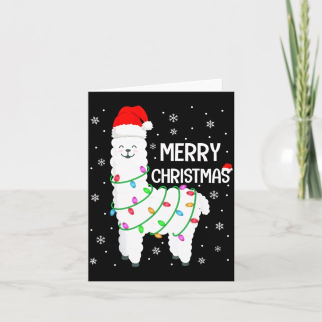 Tarjeta Llama Merry Christmas Kids Funny Llama Christmas L (Anverso)