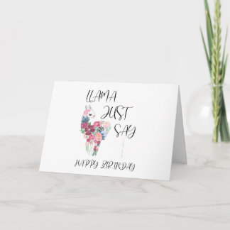 Tarjeta Llama sólo dice cumpleaños feliz