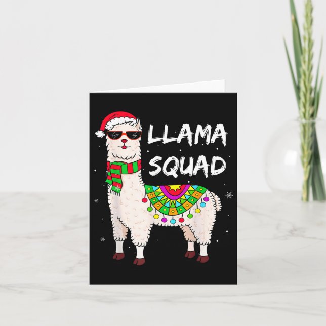 Tarjeta Llama Squad Diversión Llama Coincidente Gles Feliz (Anverso)