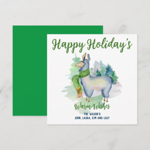 Tarjeta Llama Wreath Watercolor Felices Fiestas Personaliz
