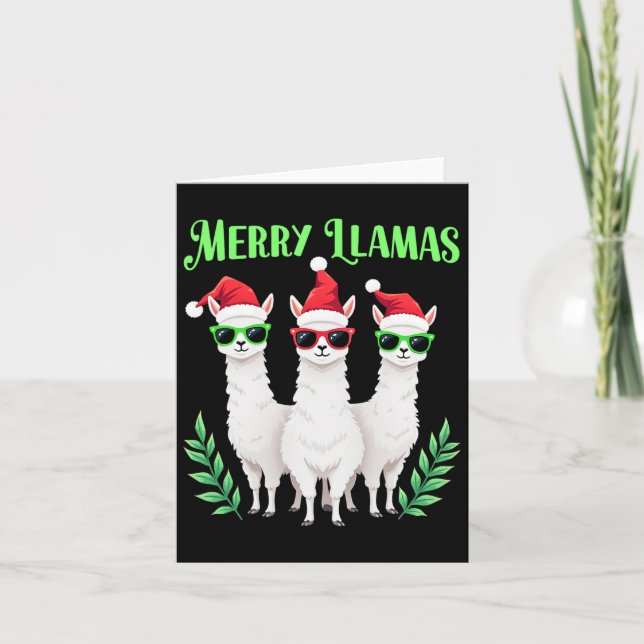 Tarjeta Llaman a fiesta animal Navidades graciosos de merr (Anverso)