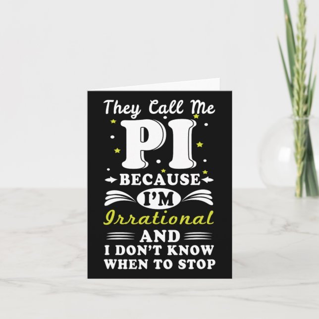 Tarjeta Llaman A Pi Irracional Math Geek Math Nerd Pi Day (Anverso)