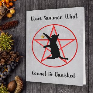 Tarjeta Llamando al gato negro estrella del oro Pentagrama