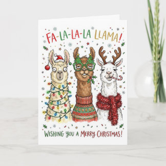 Tarjeta Llamas divertidas de Navidad – Fa La La Llama