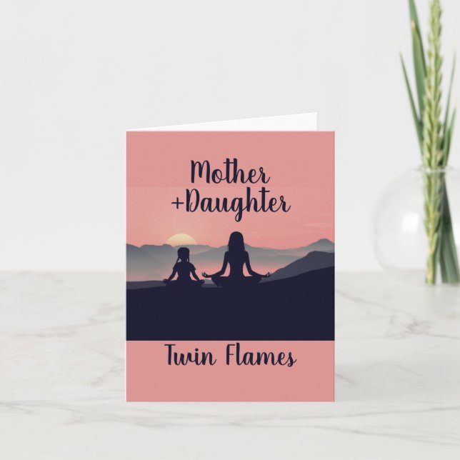 Tarjeta Llamas Gemelas Madre Hija (Anverso)