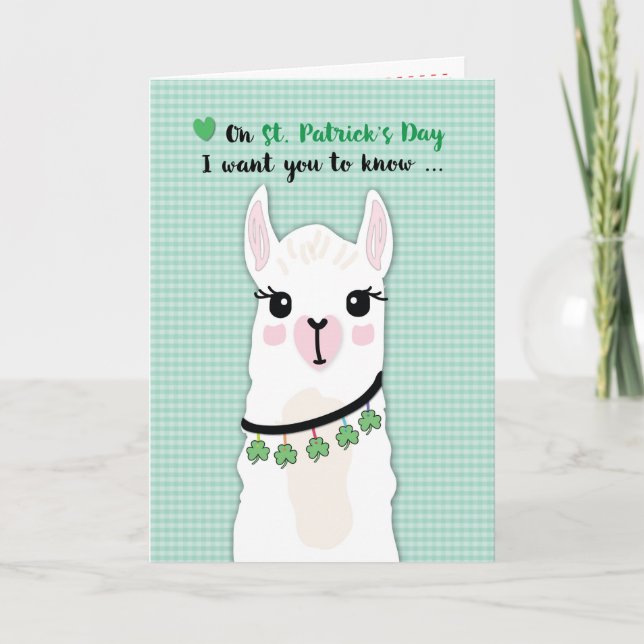 Tarjeta Llamas St Patricks Day Shamrock (Anverso)