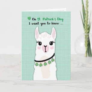 Tarjeta Llamas St Patricks Day Shamrock
