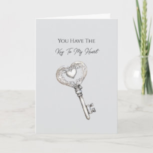 Tarjeta Llave de plata para mi amor de corazón
