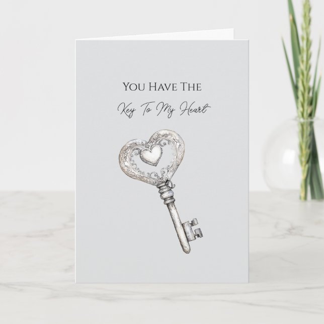Tarjeta Llave de plata para mi amor de corazón (Anverso)
