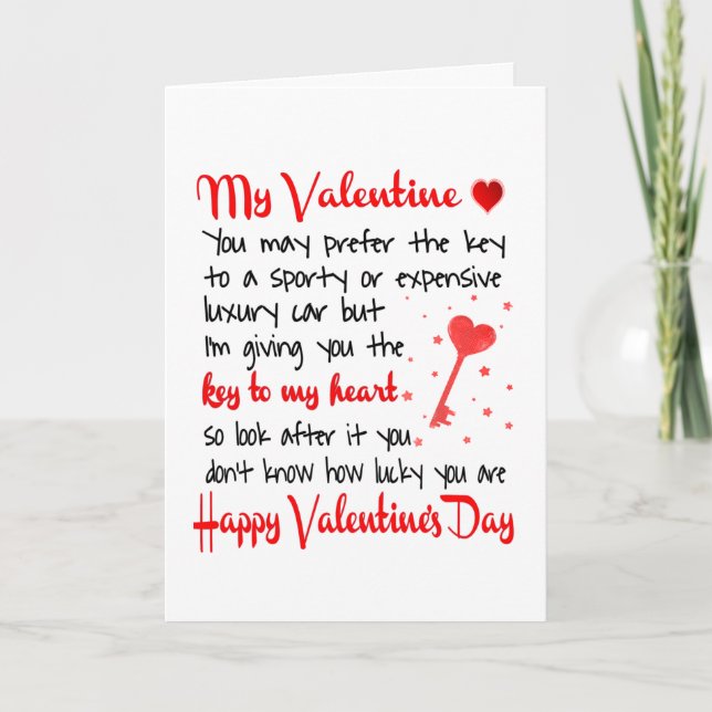 Tarjeta Llave Para Mi Corazón Regalo de San Valentín (Anverso)