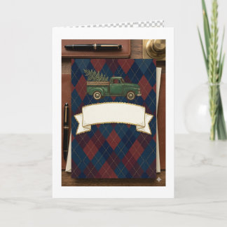 Tarjeta Llavero del Día del Padre - Cuadros Argyle Azul Ma