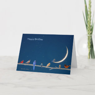 Tarjeta -Llega a la luna: Feliz día de HappyBird