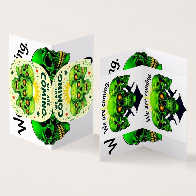 Tarjeta Llegamos: Poder y miedo en un solo diseño (Interior y exterior)