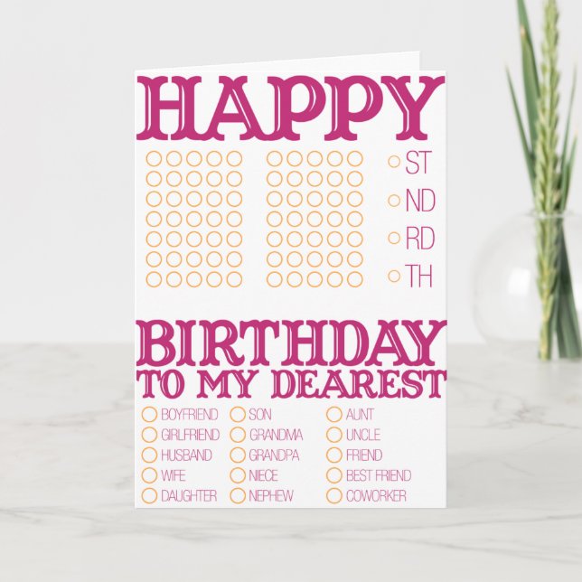 Tarjeta ¡Llena en blanco Feliz Cumpleaños! (Anverso)