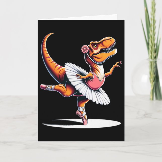 Tarjeta Llerina T-rex bailando  (Anverso)