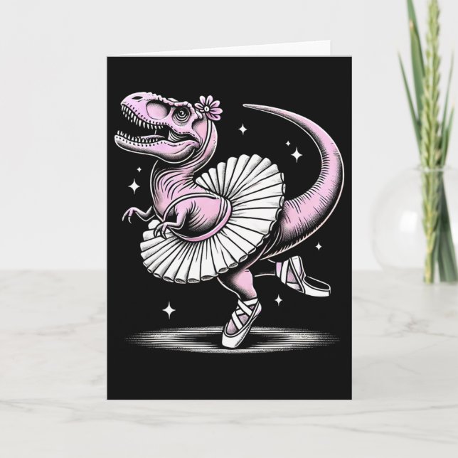 Tarjeta Llet Dancing T-rex In Tutu And Slippers  (Anverso)