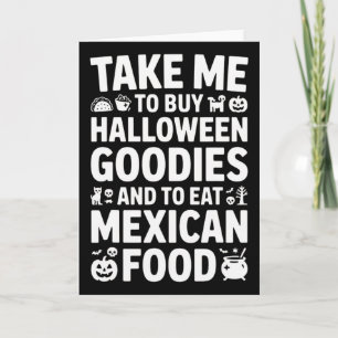 Tarjeta Llévame a comprar cosas buenas de Halloween y come