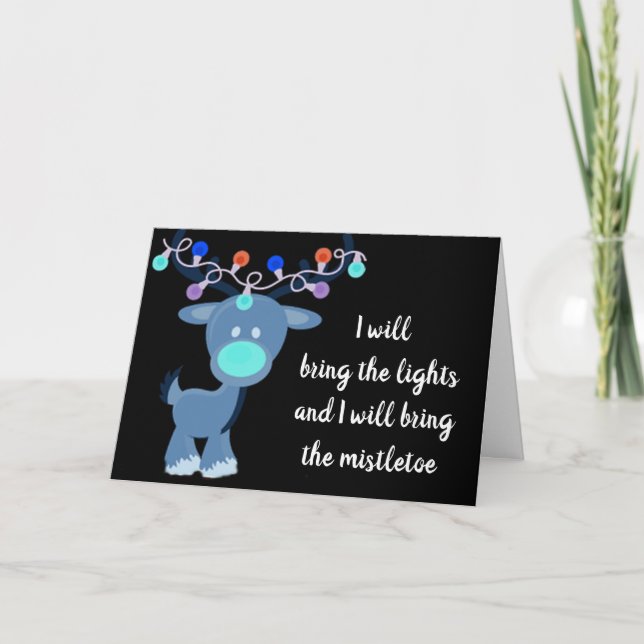 TARJETA **LLEVARÉ LAS LUCES/MISTLETO A LOS NAVIDADES** (Anverso)