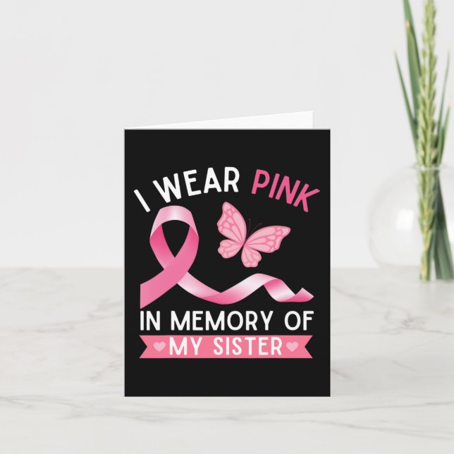 Tarjeta Llevo Rosa En Memoria De Mi Hermana Cáncer De Mama (Anverso)