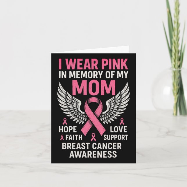 Tarjeta Llevo Rosa En Memoria De Mi Mamá - Cáncer De Mama (Anverso)