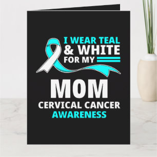 Tarjeta Llevo Turquesa Y Blanco Mi Mamá Cáncer Cervical 