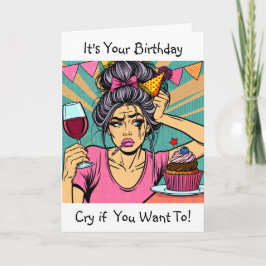 Tarjeta Llorar si quieres Pop Art Birthday