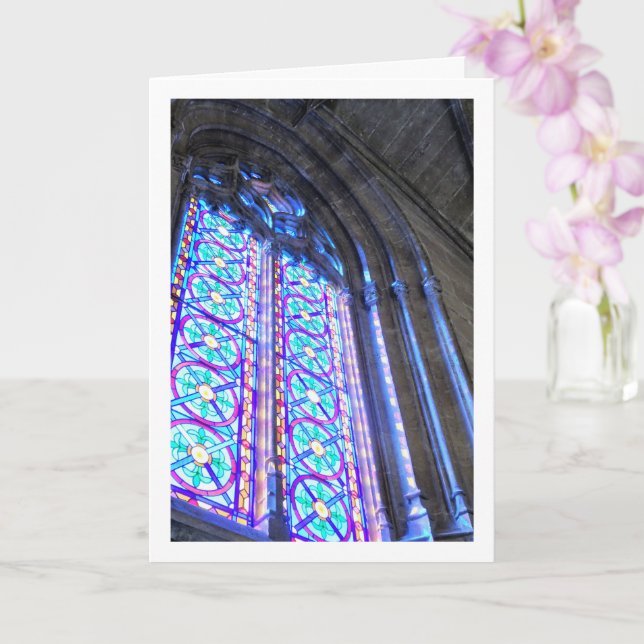 Tarjeta Llotja de la Seda Glass Window, Valencia, España (Orquídea)