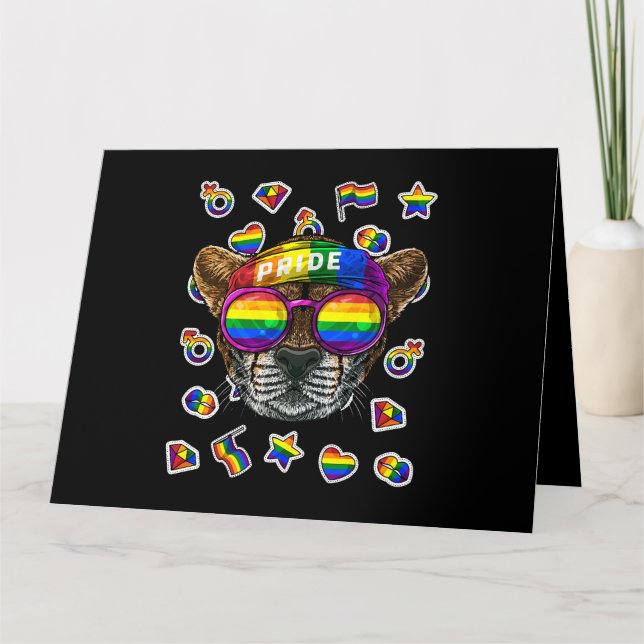 Tarjeta Lluvia de arcoiris animal al mes del orgullo gay p (Anverso)