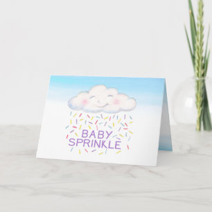Tarjeta Lluvia de bebé en la nube azul acuarela gracias