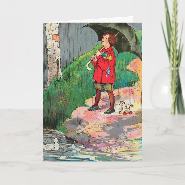 Tarjeta Lluvia, Lluvia, Vete - Rima Infantil de Mamá Oca (Anverso)