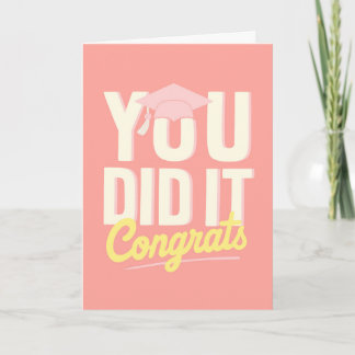 Tarjeta Lo Lograste Felicidades Gorra de Graduación Rosa A