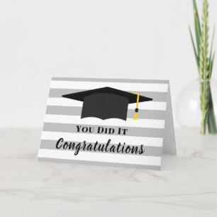 Tarjeta Lo Lograste Felicitaciones Rayas de Gorra de Gradu