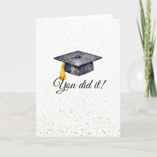 Tarjeta Lo Lograste Graduación Acuarela Gorro Graduado Sim