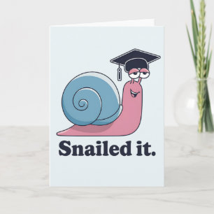 Tarjeta Lo Logró Caracol Divertido Gorro de Graduación Gra