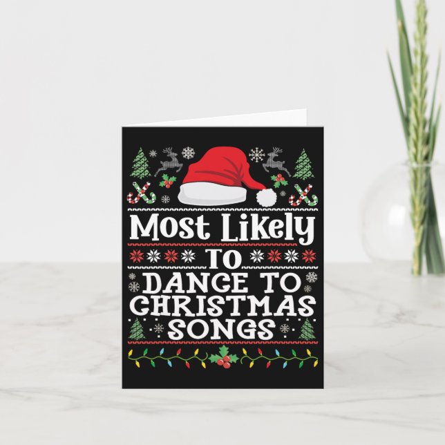 Tarjeta Lo Más Probable Es Bailar Con Canciones De Navidad (Anverso)