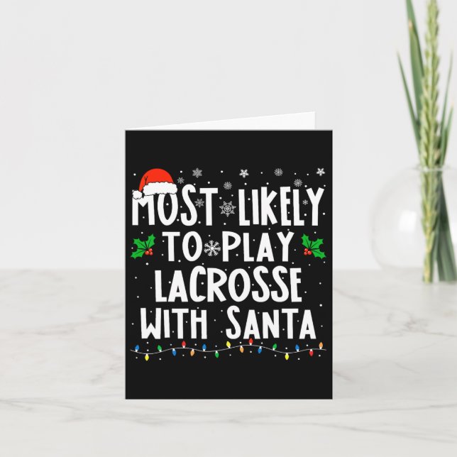 Tarjeta Lo Más Probable Es Jugar Lacrosse Con Navidades De (Anverso)