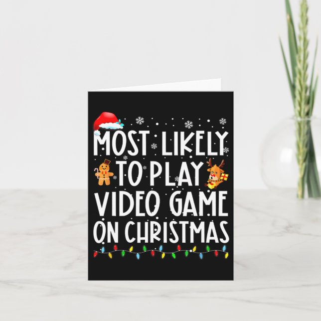Tarjeta Lo Más Probable Es Jugar Un Videojuego En Navidade (Anverso)