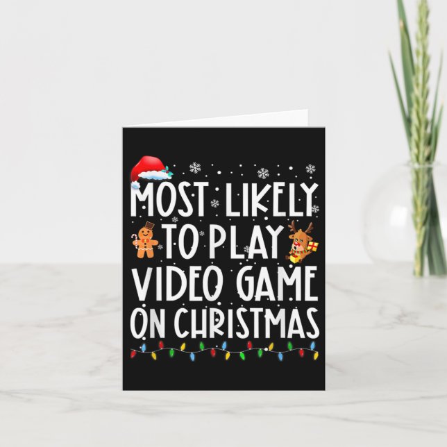 Tarjeta Lo Más Probable Es Jugar Un Videojuego En Navidade (Anverso)